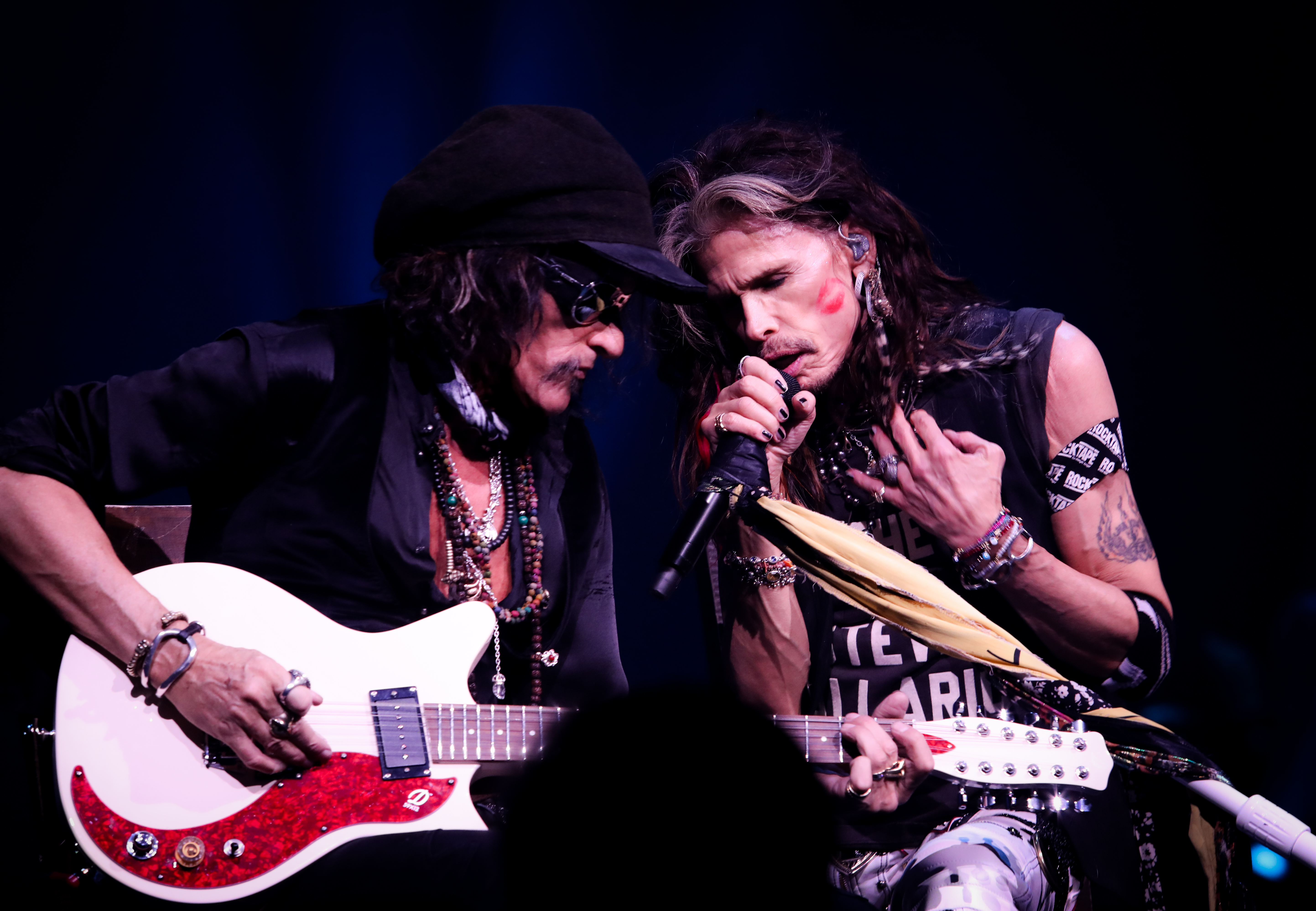 Steven Tyler and Joe Perry performing together during Aerosmith’s Deuces Are Wild residency